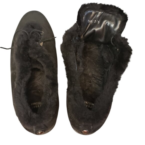 Stuart Weitzman NWOT Women's Black Suede Shearling Lined Shoes Size 7.5 M - Picture 5 of 7